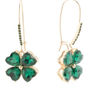 Betsey Johnson Lucky Shamrock and Green Clover Earrings